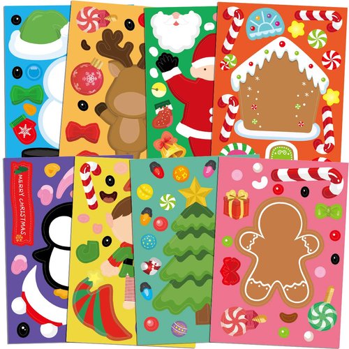 48 Pcs Make Your Own Christmas Sticker Sheets for Kids Home Classroom Party Favor Art Craft School Rewards