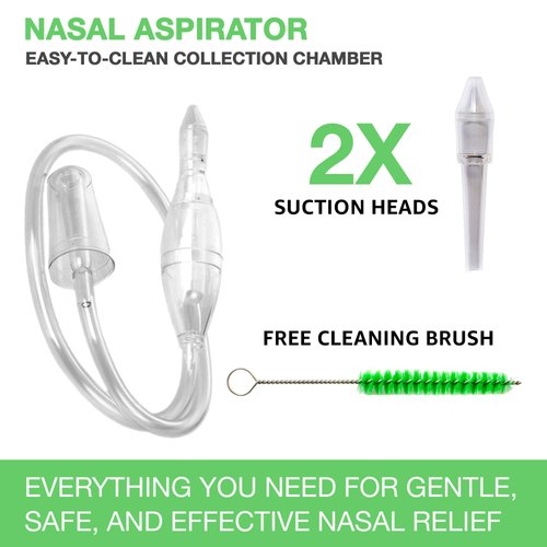 BABY-VAC Clinically Tested Baby Nasal Aspirator - Vacuum-Powered Nose Sucker with Suction Head & Cleaning Brush for Safe and Gentle Relief