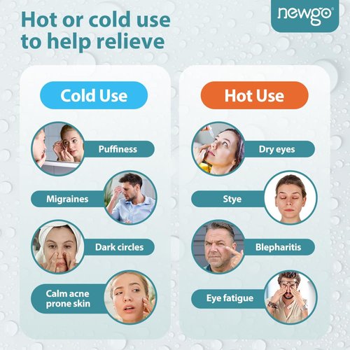 NEWGO Cooling Eye Mask Cold Gel Eye Mask for Eye Puffiness, Tired Eyes, Migraines, Stress, Itchy Eyes, Eye Lid Surgery, Eye Relief Mask for Sleeping, Skin Care, Eye Spa - Blue