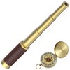Pirate Spyglass Telescope Pocket Compass Kids Toys Set for Pirate Party, Retro Pirate Telescope Zoomable 25x30 Spyglass with Pirate Pocket Compass for Pirate Party Supplies