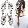 Mxxipp 2pcs Spotted Pattern Hair Band for Women, Non-Slip Rabbit Bunny Ear Bow Hair Tie Ropes, Bowknot Elastic Ponytail Holder Hair Scrunchies Accessories for Curly Straight Thin Thick Fine Hair