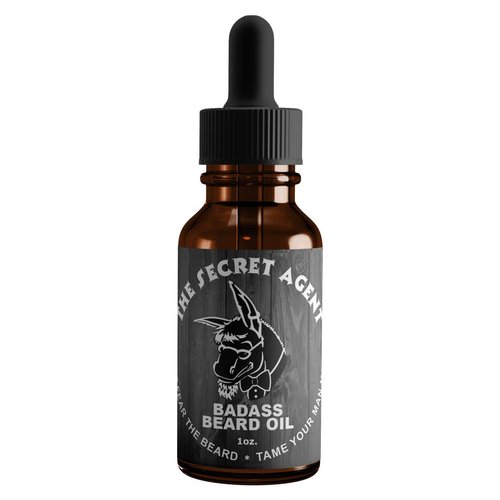 Badass Beard Care Beard Oil For Men - Secret Agent Scent, 1 Ounce - All Natural Ingredients, Keeps Beard and Mustache Full, Soft and Healthy, Reduce Itchy, Flaky Skin, Promote Healthy Growth