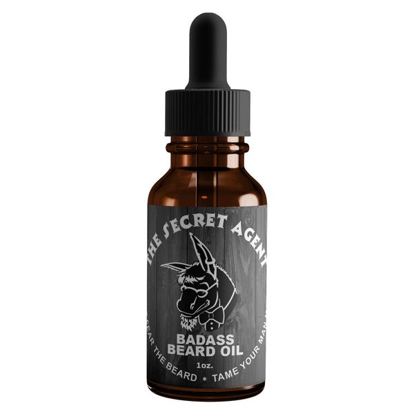 Badass Beard Care Beard Oil For Men - Secret Agent Scent, 1 Ounce - All Natural Ingredients, Keeps Beard and Mustache Full, Soft and Healthy, Reduce Itchy, Flaky Skin, Promote Healthy Growth