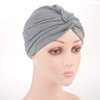 Chemo Sleep Turban Headwear Scarf Beanie Cap Hat for Cancer Patient Hair Loss (Grey)