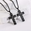 GLITTO Basketball Cross Necklace for Teen Teenage Boys, Stainless Steel Cross Pendant Chain Religious Christian Baptism First Communion Reconciliation Confirmation Jewelry Gifts Graduation for Him Son Men Age Joshua 1:9 (Black)