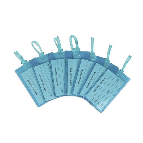 7 Pack TravelMore Luggage Tags for Suitcases, Flexible Silicone Travel ID Identification Labels Set for Bags & Baggage – Blue