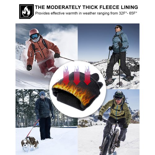 RIGWARL 32F°- 65F° Upgraded Gloves for Cold Weather Waterproof, Winter Gloves for Men Women with Touch Screen, Drving Gloves for Runing Hiking Walking Skiing Snow (112 Black, L)