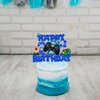 Video Game Birthday Cake Topper Game On Controllers GamePad Cake Decoration Glitter Video Game Theme Party Supplies for Gamer Kids Boys Favors Game Cake Picks Birthday Party Supplies(Blue)