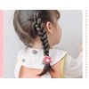 2PCS Fabric Flower Ropes Series Hair Bands Clips Ties Ponytail Holders Soft Elastic Bands/Clips with Flowers Hair Accessories for Baby Girls Children and Ladies (Rope-Red)