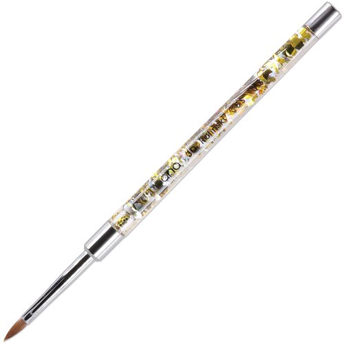 PANA 3D Kolinsky Nail Art Brush - Gold Glitter Handle, Size 5 - Acrylic Nail Art Sculpture Brush for Manicures Pedicure Salon Professional or Beginner