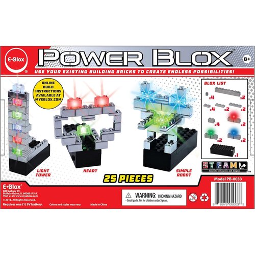 E-Blox Power Blox Builder - Starter Kit 3D LED Light-Up Building Blocks Toys Set for Kids Ages 8+