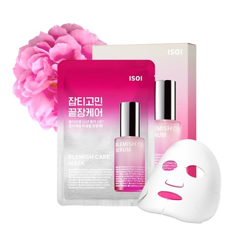 ISOI Blemish Care Mask Pack 10EA | Deep Hydration Face Mask for Blemish Care with Arbutin, Bulgarian Rose Oil | Hypoallergenic Korean Skin Care for Daily Routine
