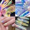20 Sheets Iridescent Cellophane Nail Foil Glass Broken Sheet Holographic Foils Aurora Nail Stickers Reflective Nails Designs Neon Nail Art Foil Nails Decoration
