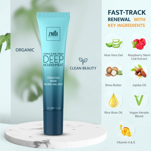ZMOI Cuticle & Nail Cream Shea Nourishing, Strengthening | USA Made | Soften Cuticles and Strengthen Nails, Hydrating, Repair Pro Nail Care with Organic Shea Butter, Cuticle Oil (1 Fl Oz/Pack of 1)