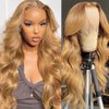 UMEGOOD 200% Density Honey Blonde Wig Human Hair 13x6 HD Transparent Lace Front Wigs Human Hair Hair Pre-Plucked 13x6 Blonde Body Wave Glueless Light Brown Lace Front Wigs Human Hair