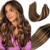 Real Hair Extensions Tape in Chocolate Brown to Caramel Blonde Highlights Human Hair Extensions20 Pieces 22 Inch 60 gram Skin Weft Hair Extensions Seamless Silk Remy Hair Tape on Extensions