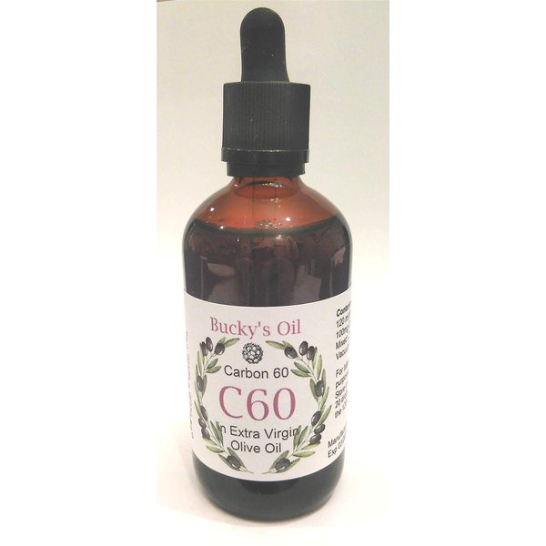 C60 - 120ml Extra Virgin Olive Oil with 100mg Carbon 60 99.95% in solution.