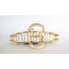 Long gold metal and rainbow glitter circles hair claw clip