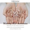 YBSHIN Bride Wedding Pearl Hair Comb Rose Gold Leaf Hair Piece Rhinestone Bridal Hair Accessories for Women and Girls