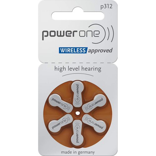 Power One Size 312 Hearing Aid Battery No Mercury, 60 Batteries