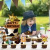 25Pcs Cowboy Birthday Party Supplies, Western Cowboy Cupcake Toppers Decoration, HorseShoe Cowboy Hats Boots Happy Birthday Cupcake Toppers Decorations, Baby Shower Kids Decorations (Cowboy)