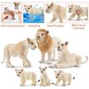 Toymany 6PCS White Lion Figurines with Lion Cubs, 2-5" Jungle Animals Figures Realistic Family Set Includes Baby Lions, Educational Toy Cake Toppers Christmas Birthday Present for Kids