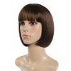 SYXLCYGG Bob Wig Brown Short Wigs With Bangs Flame Retardant 10" Straight Silky Fluffy Womens Hair Wigs Synthetic Black Girl Daily (Free Wig Cap)