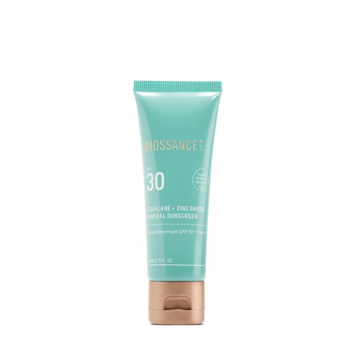 Biossance Squalane + Zinc Sheer Mineral Sunscreen. Broad-Spectrum SPF 30 PA+++ Zinc Oxide Sunscreen That Protects and Hydrates Sensitive Skin. Lightweight, Non-Greasy and Reef-Safe (1.7 ounces)