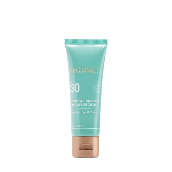 Biossance Squalane + Zinc Sheer Mineral Sunscreen. Broad-Spectrum SPF 30 PA+++ Zinc Oxide Sunscreen That Protects and Hydrates Sensitive Skin. Lightweight, Non-Greasy and Reef-Safe (1.7 ounces)