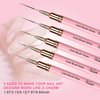 5Pcs Nail Art Liner Brushes,Liner Brush For Nails Gel,Thin Liner Nail Brush Set,Nail Art Striping Brushes,Painting Art Design Pen For Long Lines, Thin Details, Fine Drawing Sizes 5/9/13/20/25mm