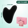 Gua Sha Facial Tool Guasha Board Natural Jade Stone for SPA Acupuncture Therapy Trigger Point Treatment, Relieve Muscle Tensions Reduce Puffiness (Black)