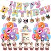 Cat Birthday Party Decoration Set, Cute Cat Party Supplies for Kids Who Love Meowing Cats, Cat-Themed Party Gift Decoration Set