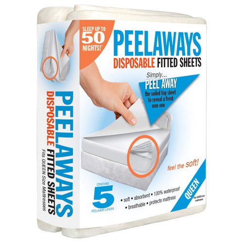PEELAWAYS | Waterproof Disposable Bed Sheets for Homecare & Caregiving | Absorbent, and Easy-to-Change 5-Layer Sheets for Home, Hospital Beds, Elderly Care, Potty Training | 80" x 60" x 12"