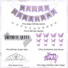 Purple Birthday Decorations for Women Girls, Lavender Purple Silver Foil Balloons Table Cloth Sash Crown Fringe Curtains Happy Birthday Banner Glitter Star Garland Butterfly Cake Topper Party Supplies