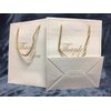 MODEENI 8x10 Pure White Thank You Gift Bags with Gold Foil Handles - 12 Bags - Medium Size 8x5x10 - Luxury Paper Shopping Boutique Bags with Matte Embossed Finish