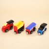 Abuda 4-Piece Wooden Train Set with Magnetic Suction for Children's Toddlers Boys and Girls Toy Train set4, Blue