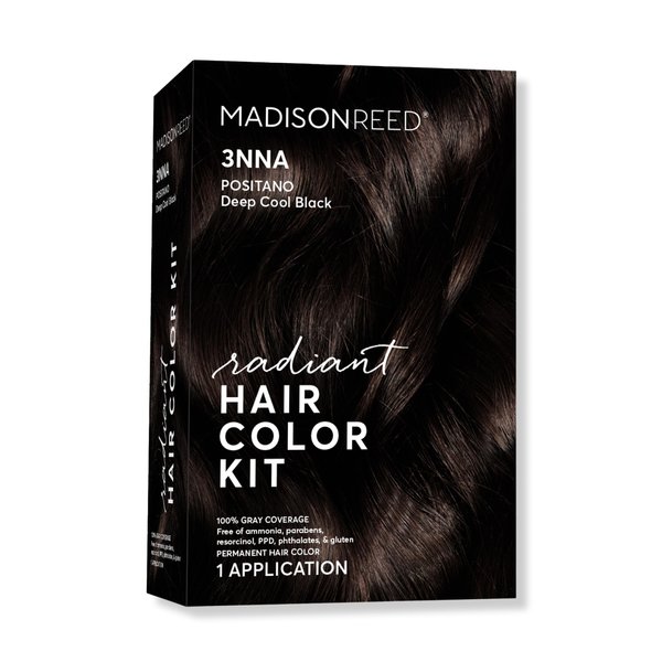 Madison Reed Radiant Hair Color Kit, Darkest Brown Black for 100% Gray Coverage, Ammonia-Free, 3NNA Positano Black, Permanent Hair Dye, Pack of 1