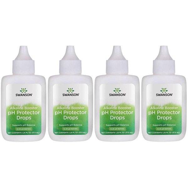 Swanson Alkaline Booster - pH Protector Drops with 12.25 pH Rating - Make Your Own Alkaline Water - Add to Distilled Water to Help Maintain pH Balance (1.25 Fl Oz) 4 Pack