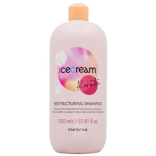 Inebrya Ice Cream Keratin Restructuring and Moisturizing Shampoo. Ideal for Dry and Damaged Hair. (33.8 oz.)