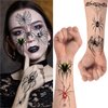 12 Sheets Halloween Spider Web Temporary Tattoos Stickers, 3D Red Green Spider Water and Sweat Resistant Stickers for Halloween Party Favors