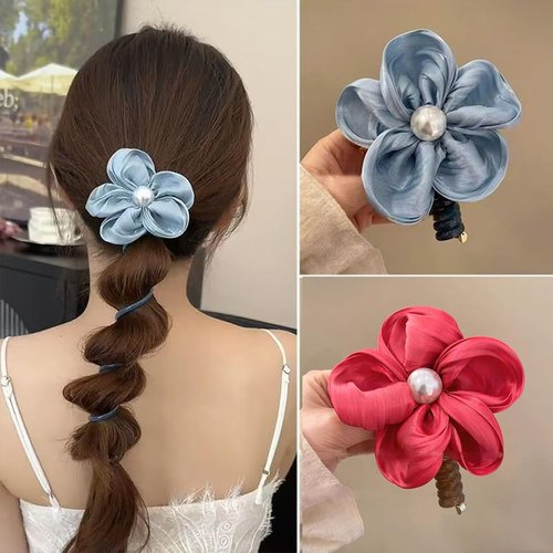 4 Pcs spiral Telephone Wire Hair Bands Braided Colorful Flower Shape Phone Spiral Hair Ties Ponytail No Crease Coils Thick Thin Hair Ponytail for Women Girls Daily Headdress