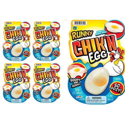 JA-RU Squishy Egg Slime (4 Packs) Stress Relief Squeezing Egg, Funny Fidget Toys for Kids. Sensory Squeeze Ball ADHD Toys. Easter Eggs, Party Favor & Cool Stocking Stuffers 5350-4p