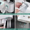 Toothbrush Holder Wall Mounted, Automatic Toothpaste Dispenser Squeezer Kit -Magnetic Toothbrush Holder for Bathroom and Vanity, 4 Brush Slots 2 Cups 1 Cosmetic Drawer