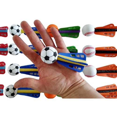 Dondor Enterprises Mini Foam Sports Ball Rocket Launcher Party Favors, Basketball, Baseball, Soccer, Football Foam Rocket Party Favors (12)