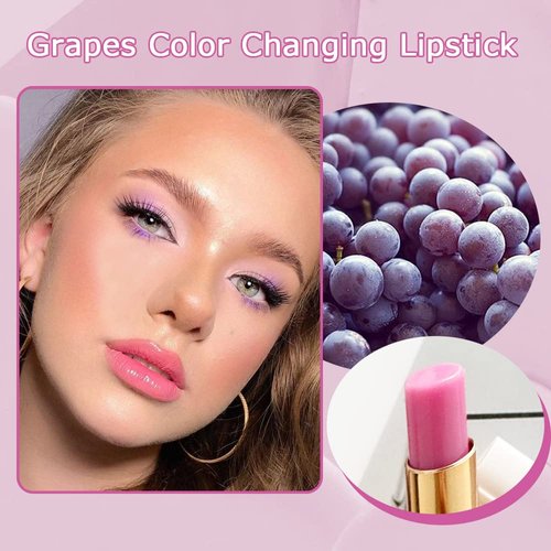 BINGBRUSH 2 Pcs Grape Color Changing Lipstick Lip Tinted Queen, PH Mood Long Lasting Labiales Moisturizer Lip Gloss Lip Balm Tinted Magic Lip Stain Makeup Lipstick Set for Women