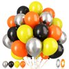 Paready Black Orange Yellow Balloons, 60 Pcs 12 Inch Orange Black Yellow and Metallic Silver Balloons, Black Orange Party Balloons for Kids Construction Theme Birthday Baby Shower Party Decorations