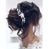 Gorais Flower Bride Wedding Hair Comb Silver Crystal Bridal Hair Piece Rhinestone Headpiece Leaf Hair Accessories for Women and Girls