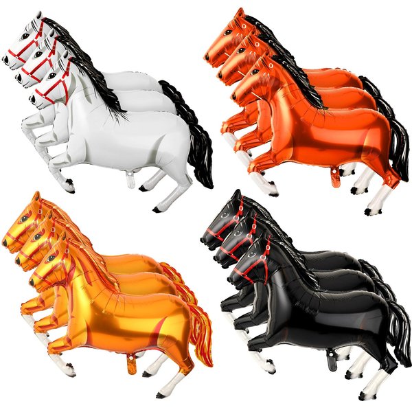 NOVWANG 30 Inch Horse Balloons, 12pcs Foil Horse Balloons Party Decorations for Cowboy Girls Birthday Baby Shower Rodeo Theme Party Decorations Supplies