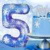Lunmon 40 Inch Blue Snowflake Balloon Number 3 Snowflake Balloon Snowflake Birthday Balloons Decorations for Girls Birthday Snowflake Themed Party Supplies Winter Party Decorations(Number 5)