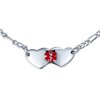 Blank Dainty Connected Double Heart Shape Medical Identification Engravable Medical ID Bracelet For Women Teens .925 Sterling Silver Small Wrist 7 Inch